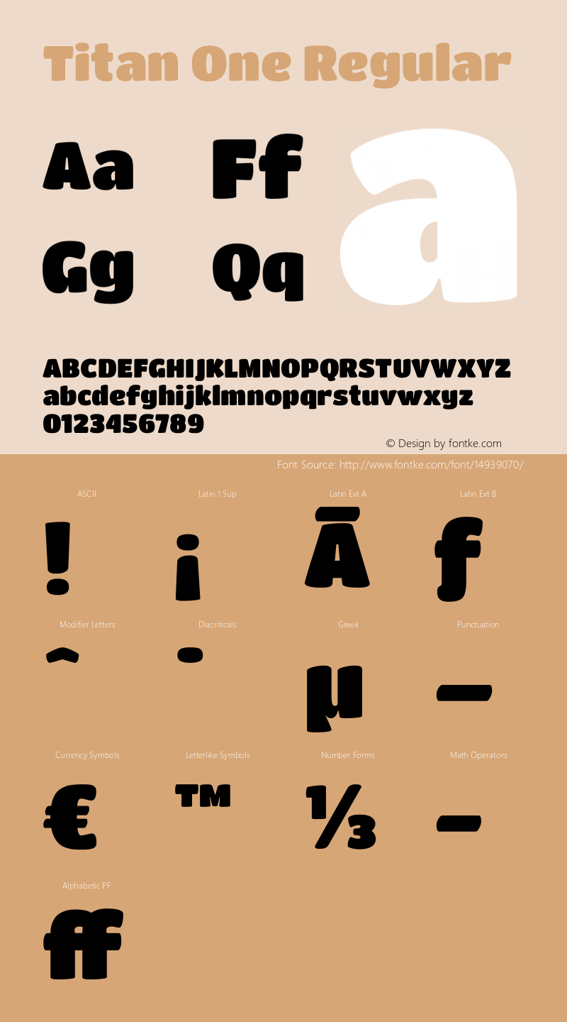 Titan One Regular Version 1.001 Font Sample