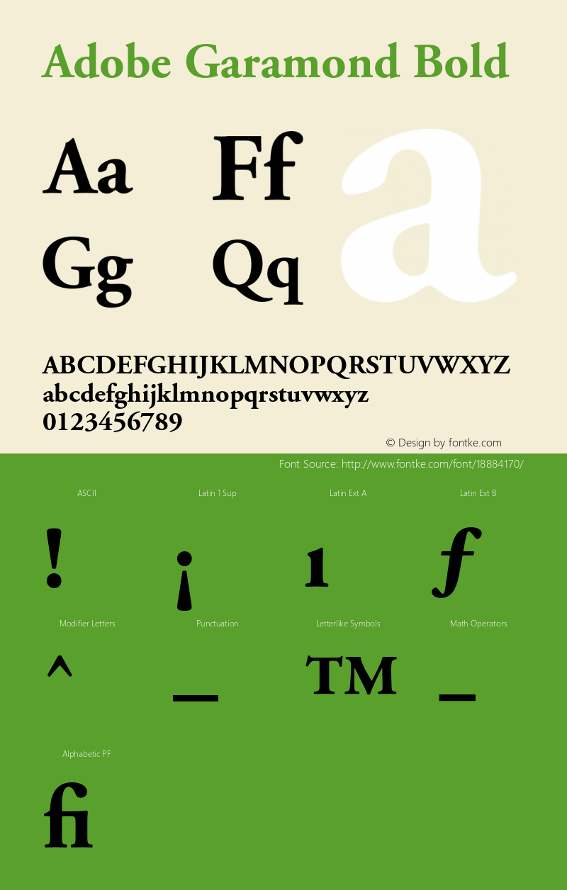 Adobe Garamond Bold 001.001 Font Sample