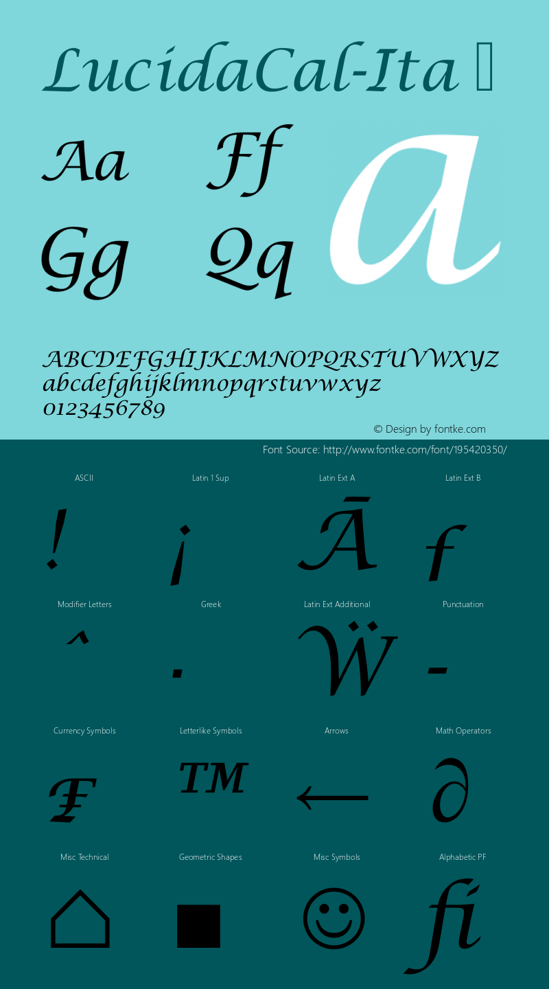 ☞LucidaCal Italic Version 1.10;com.myfonts.urw.lucida-cal-t.italic.wfkit2.3qDa图片样张