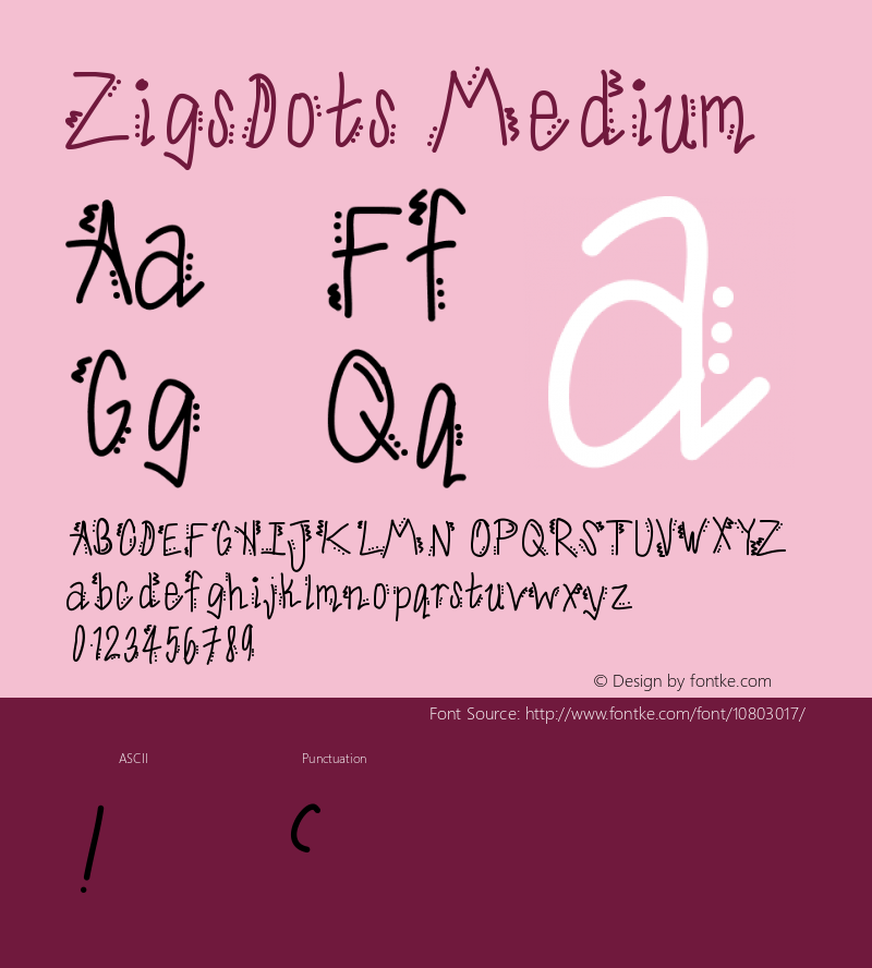 ZigsDots Medium Version 001.000 Font Sample