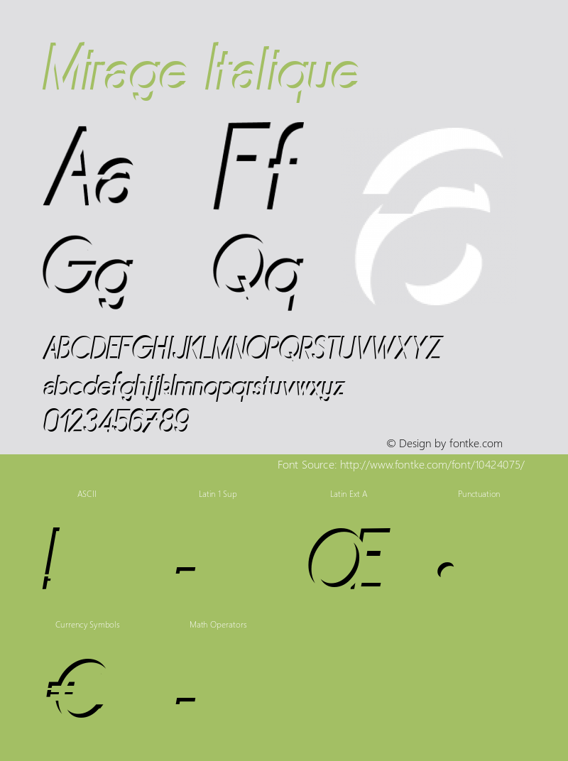 Mirage Italique Fontographer 4.7 30/01/12 FG4M­0000002045 Font Sample