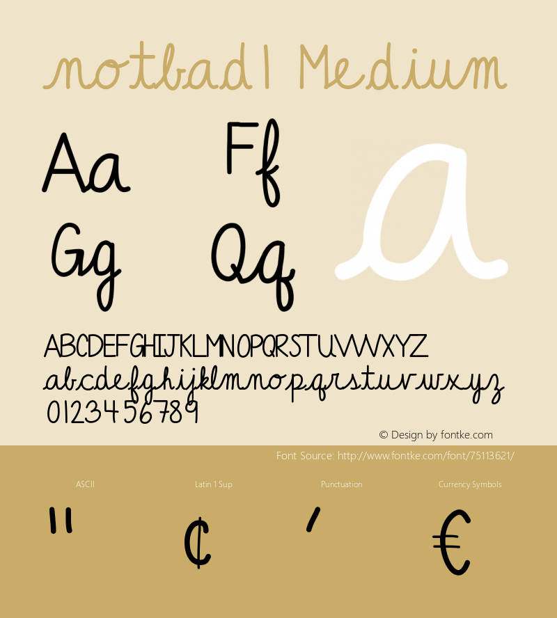 notbad1 Version 001.000 Font Sample