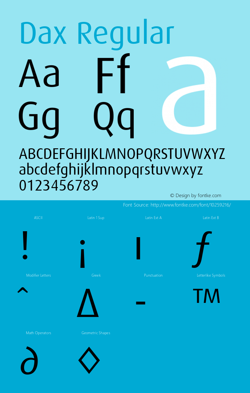 Dax Regular Macromedia Fontographer 4.1 6/24/2002 Font Sample