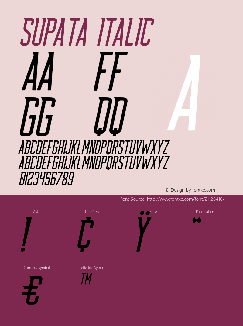 Supata-Italic Version 1.000;PS 001.001;hotconv 1.0.56 Font Sample