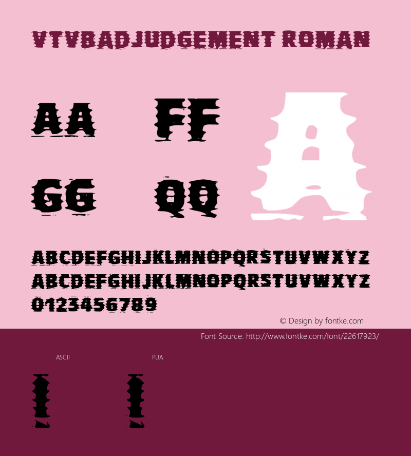 VTVBadJudgement Version 1.00 Font Sample