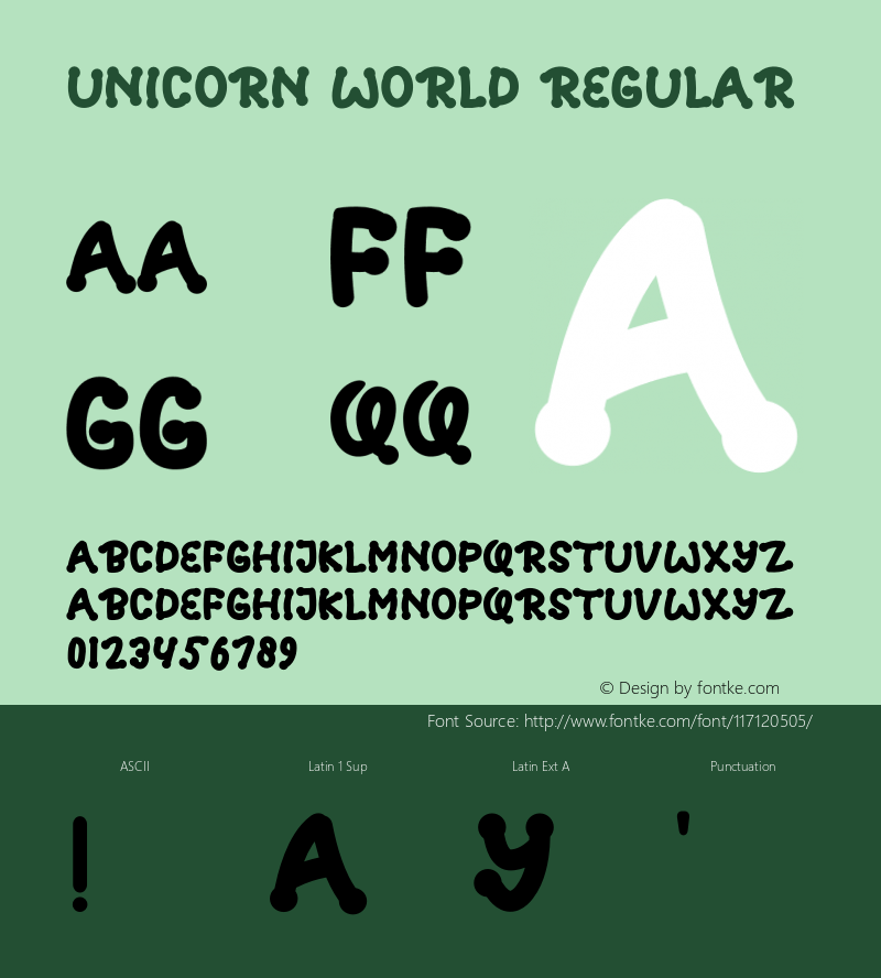 UNICORN WORLD Version 1.001;Fontself Maker 3.5.4 Font Sample