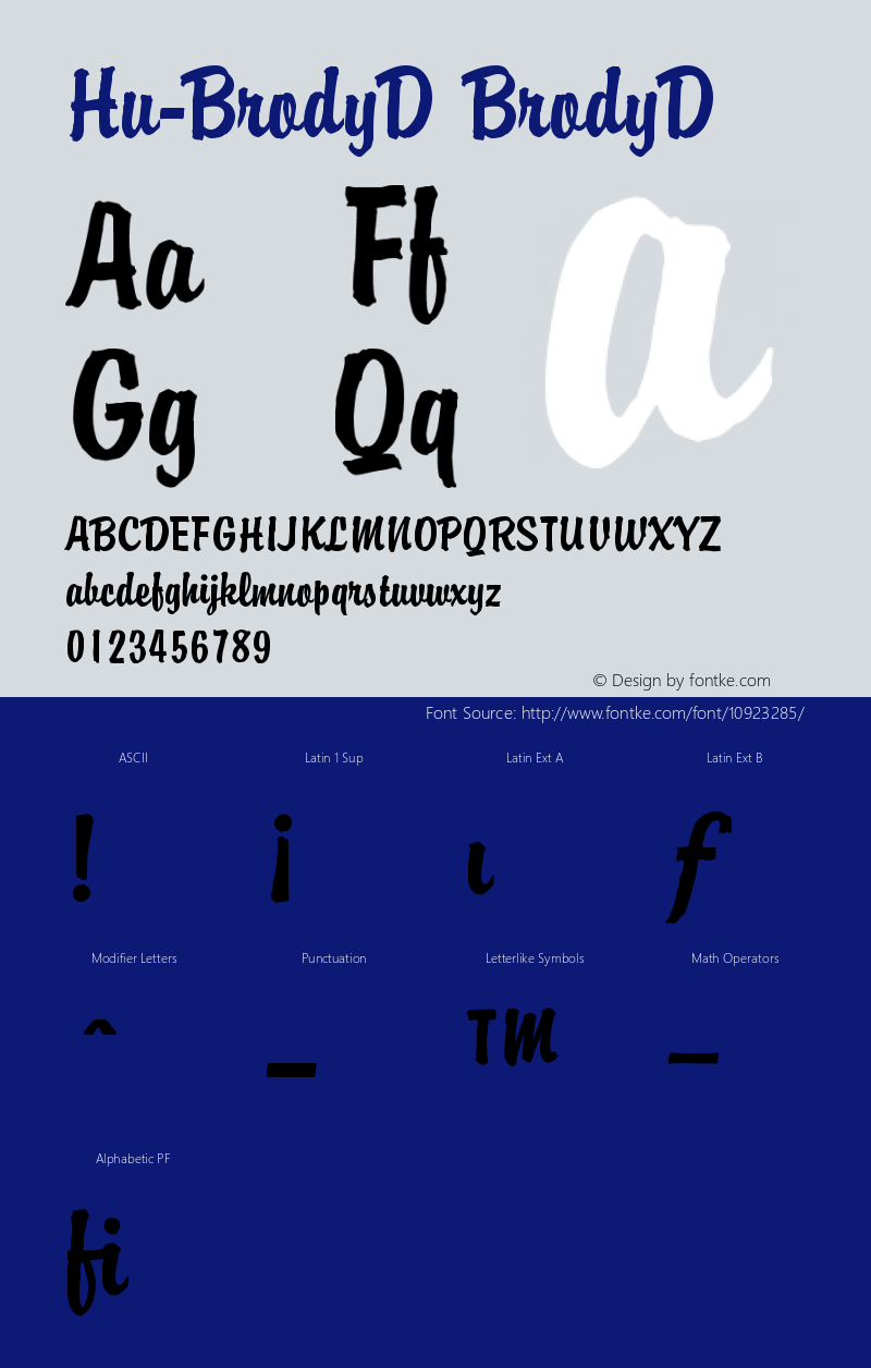 Hu-BrodyD BrodyD Version 001.000 Font Sample