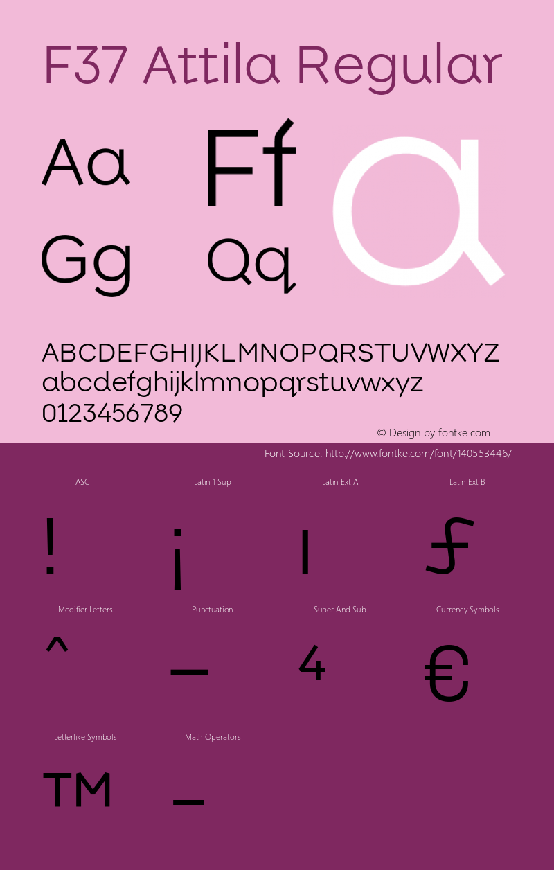 F37 Attila Regular Version 1.000 Font Sample