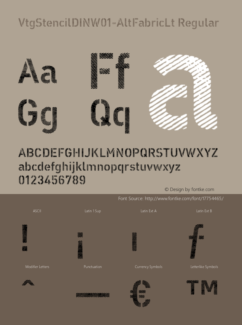 VtgStencilDINW01-AltFabricLt Regular Version 1.10 Font Sample