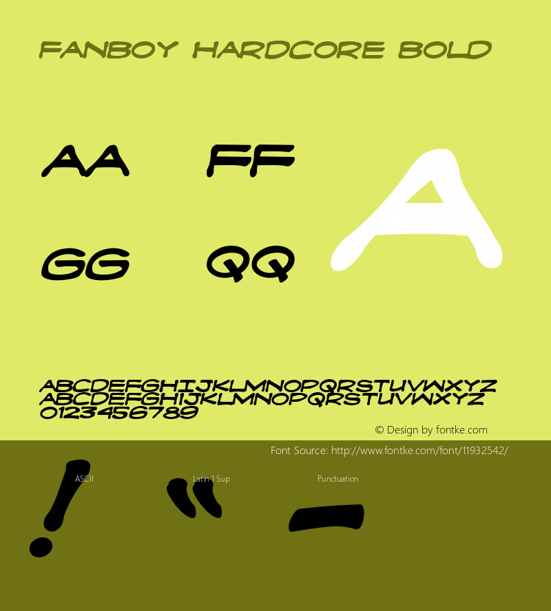 Fanboy Hardcore Bold Macromedia Fontographer 4.1 12/15/00 Font Sample
