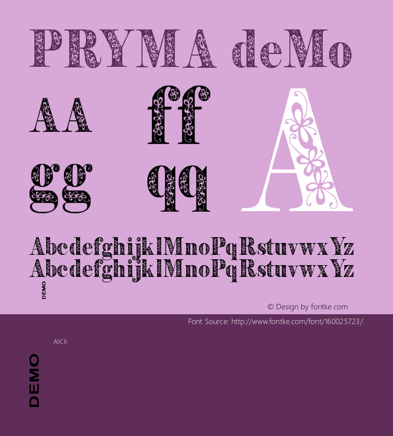 Pryma Demo Version 1.000 Font Sample