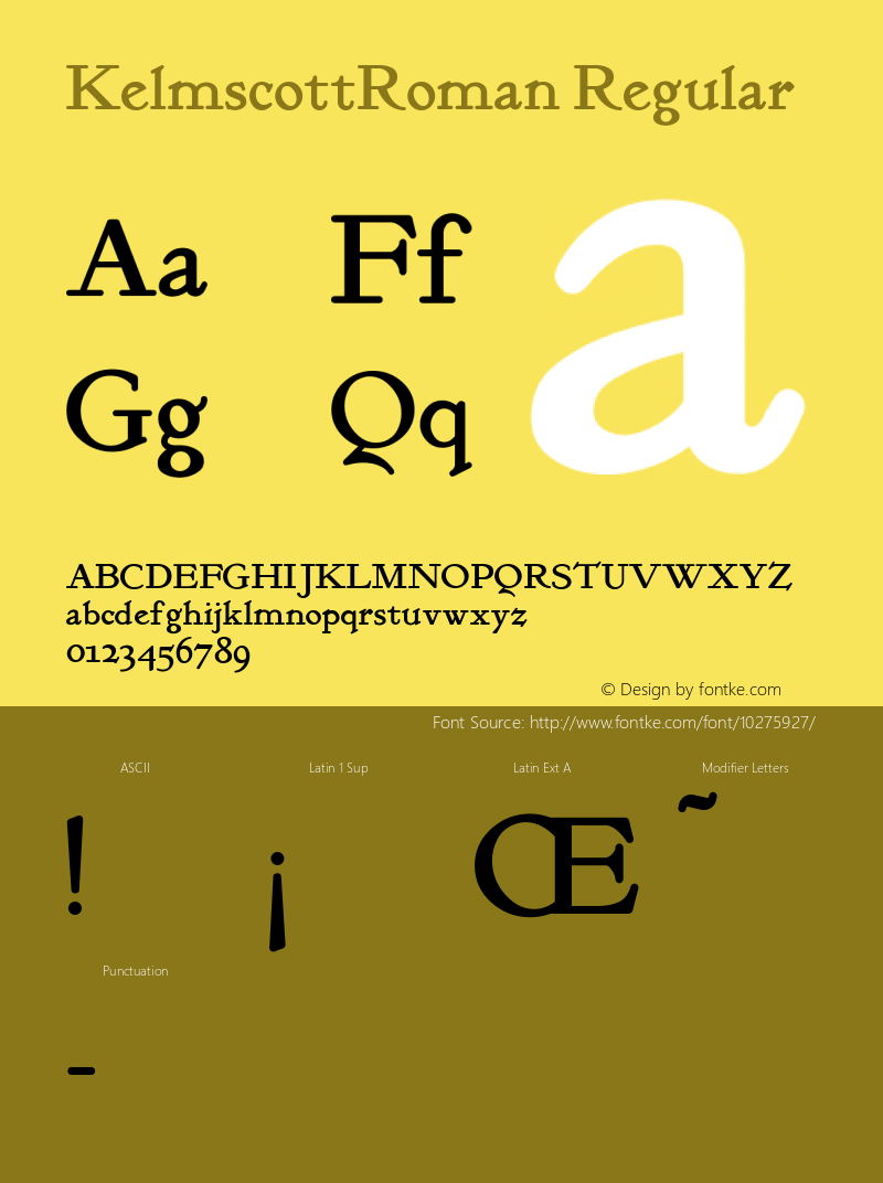 KelmscottRoman Regular Converted from e:\nickfo~1\pcttf\KER_____.TF1 by ALLTYPE Font Sample