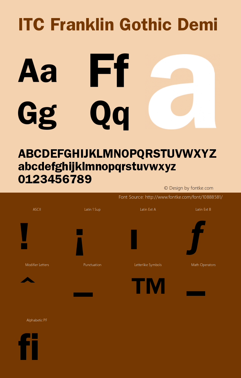 ITC Franklin Gothic Demi Version 001.002 Font Sample