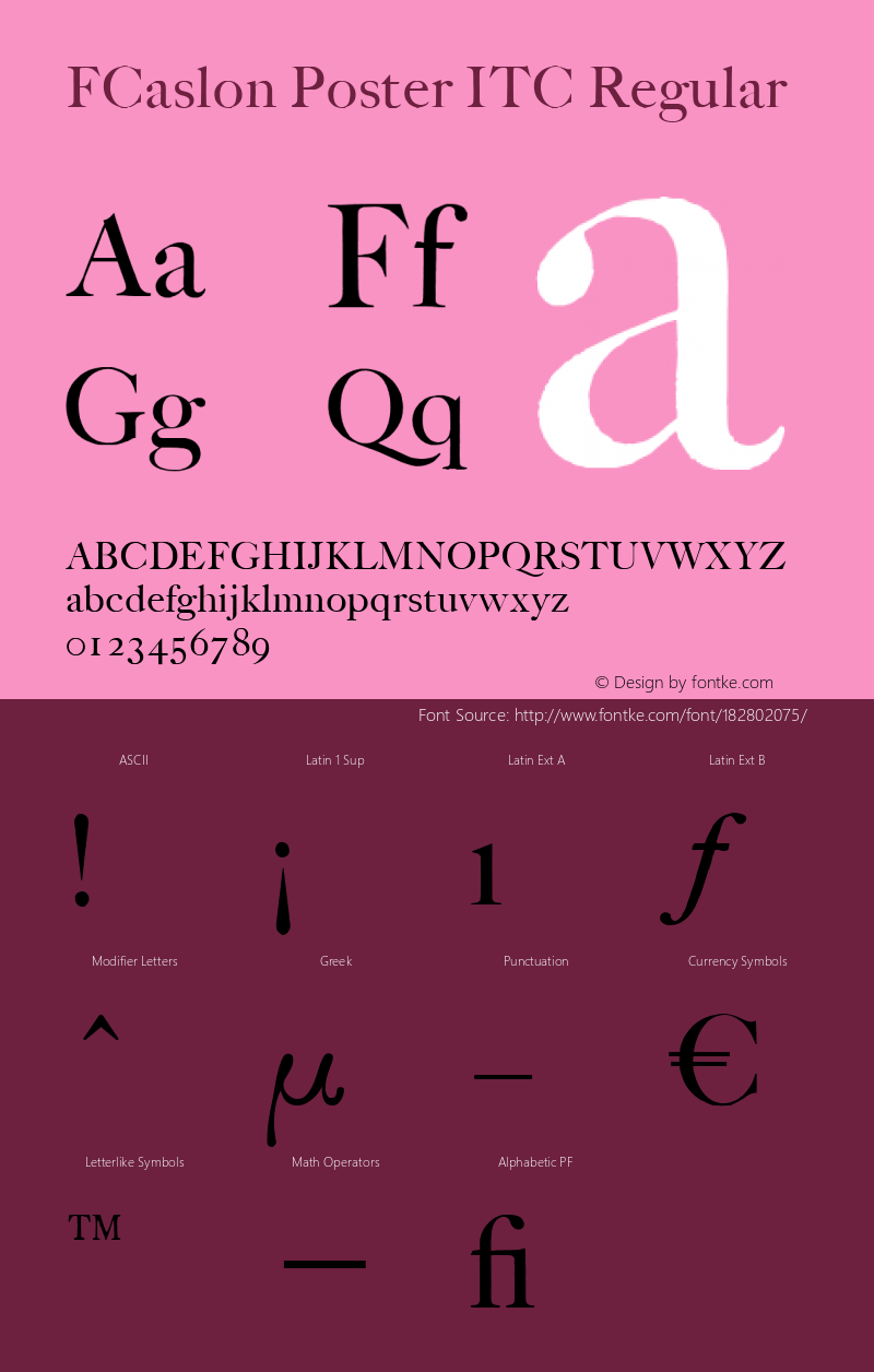 ITC Founders Caslon Poster Version 2.0; 2001图片样张