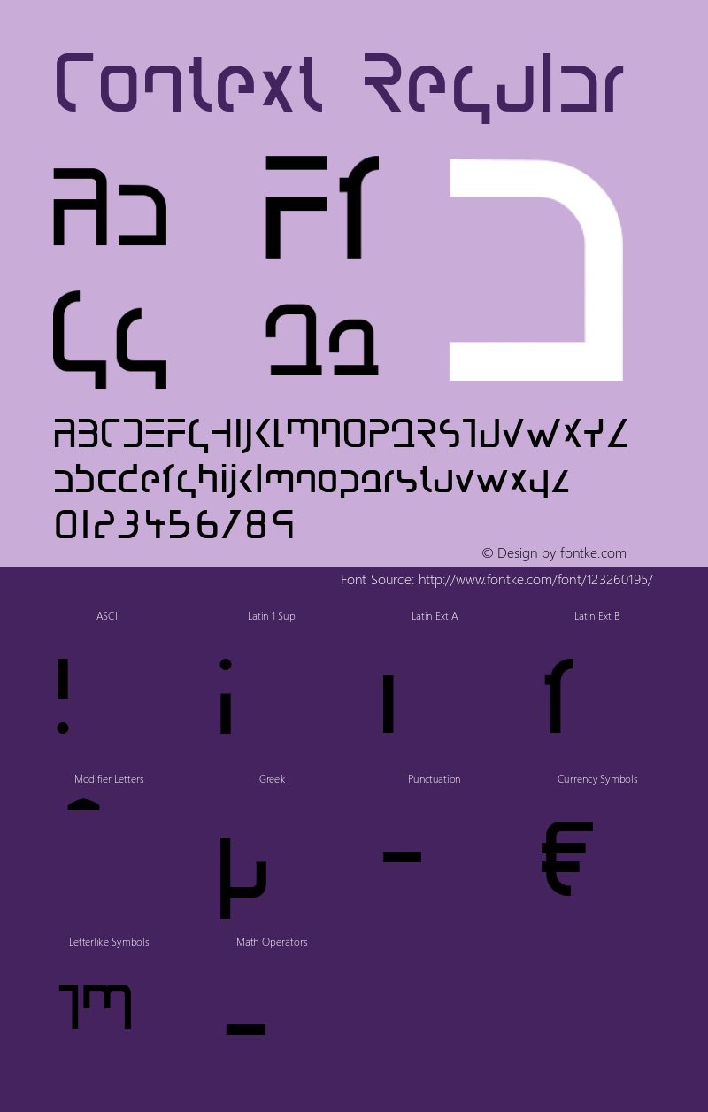 Context W01 Regular Version 4.10 Font Sample