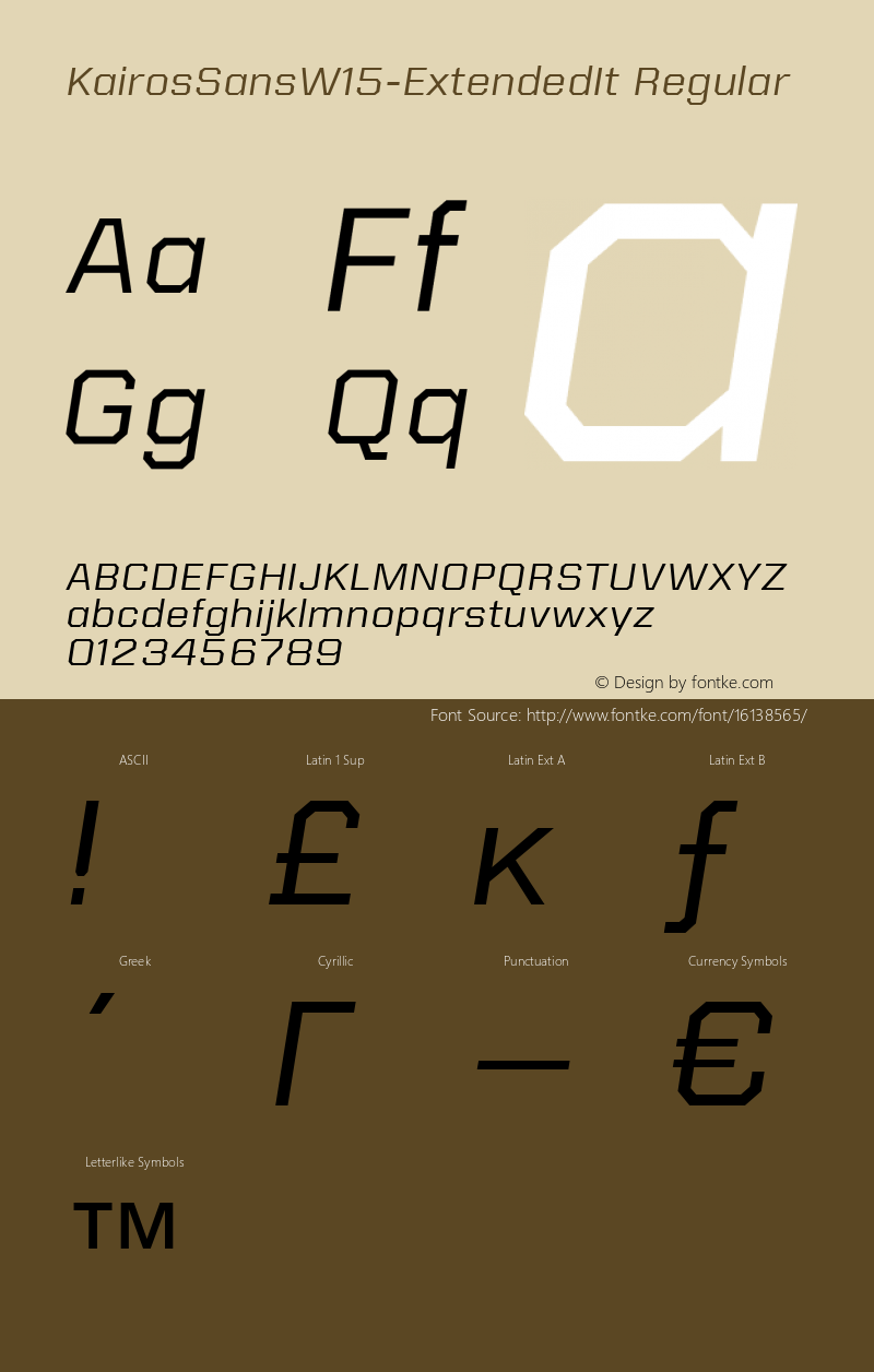 KairosSansW15-ExtendedIt Regular Version 1.00 Font Sample