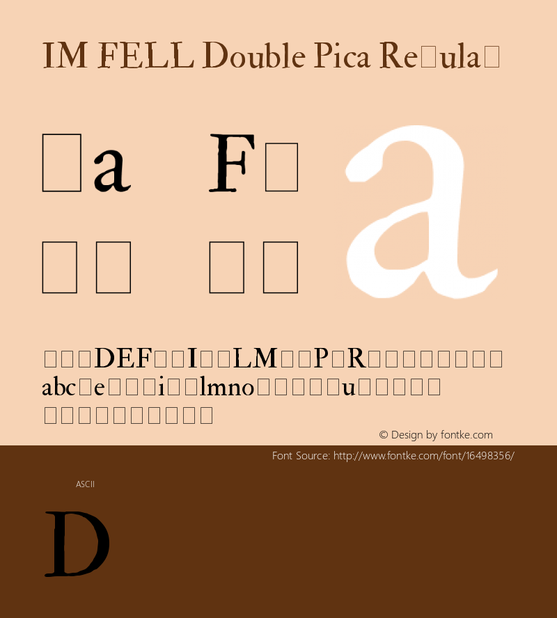 IM FELL Double Pica Regular 3.00 Font Sample