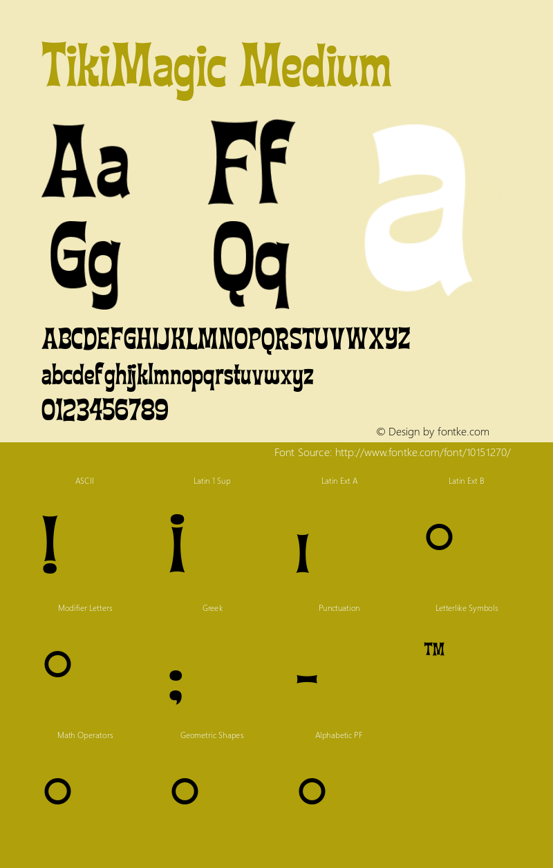 TikiMagic Medium Version 001.000 Font Sample