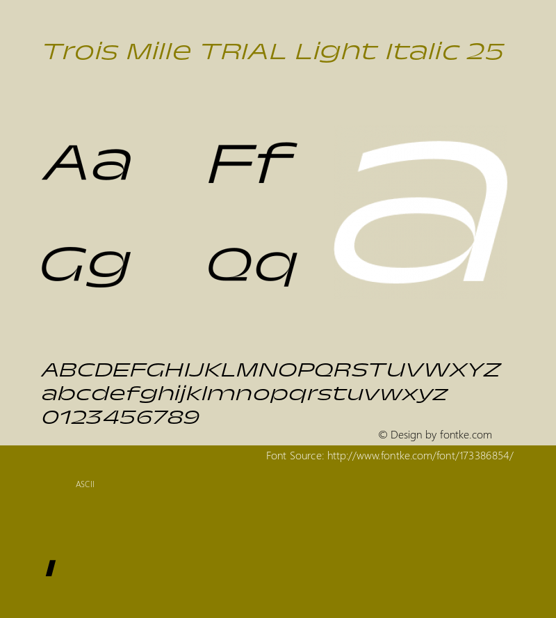 Trois Mille TRIAL Light Itl 25 Version 1.000;hotconv 1.0.109;makeotfexe 2.5.65596图片样张