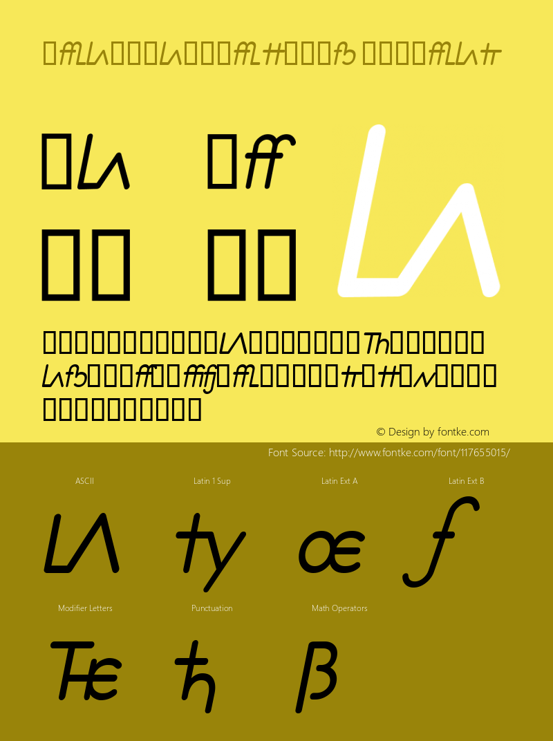 PlaneSansAltDmOb W90 Regular Version 4.10 Font Sample