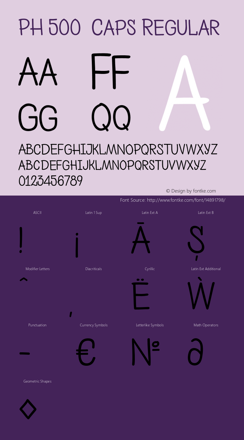 PH 500  Caps Regular Version 1.000;PS 001.000;hotconv 1.0.70;makeotf.lib2.5.58329;com.myfonts.easy.font-fabric.ph.500-extended-caps.wfkit2.version.4ks4 Font Sample