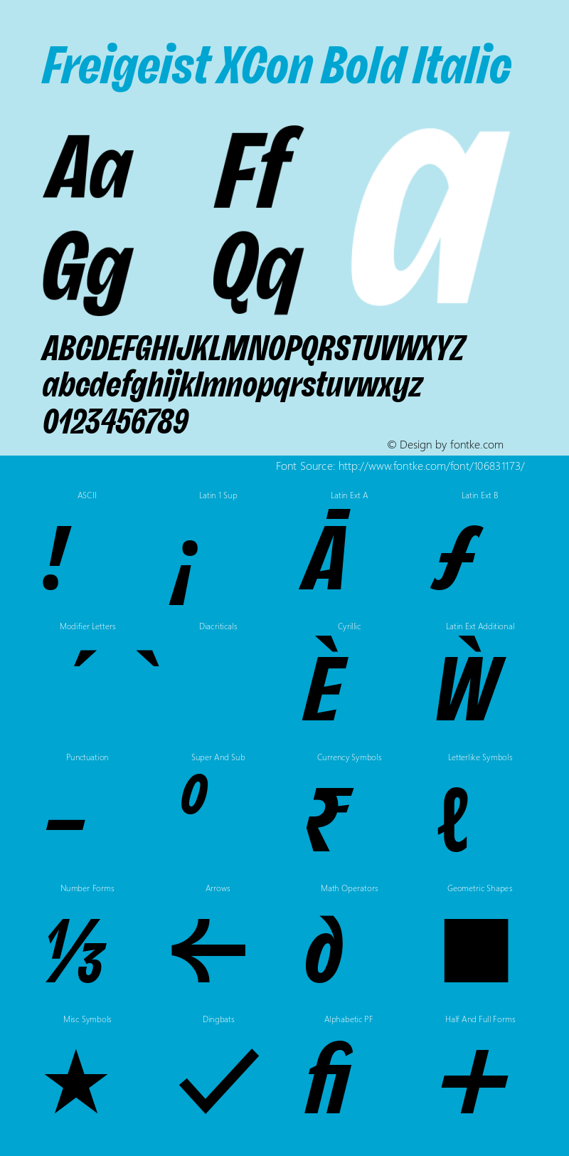 Freigeist XCon Bold Italic 1.000 Font Sample