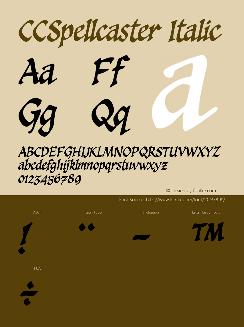 CCSpellcaster Italic 001.000 Font Sample