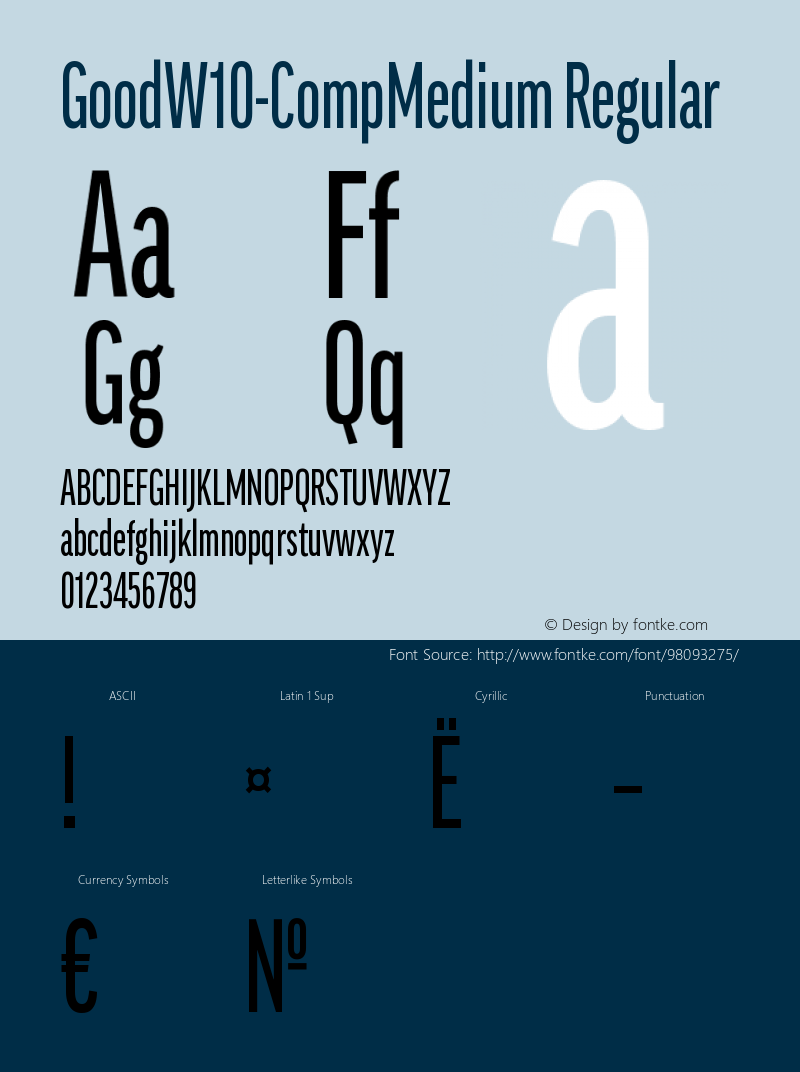 Good W10 Comp Medium Version 7.504 Font Sample