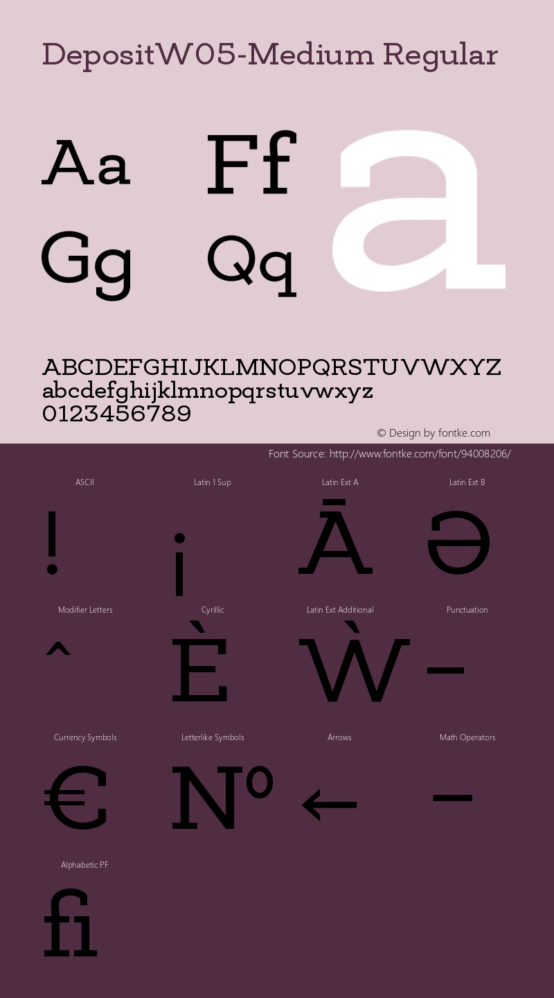 Deposit W05 Medium Version 1.00 Font Sample