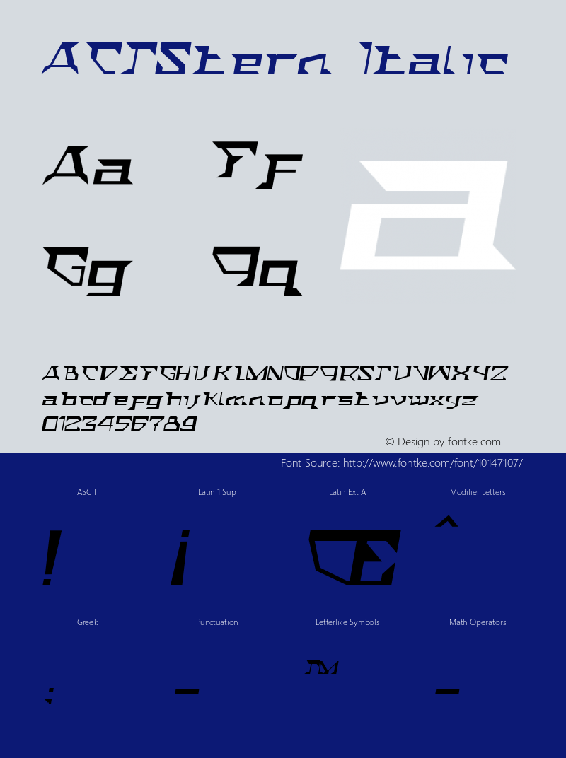 ACTStern Italic Version 001.000 Font Sample