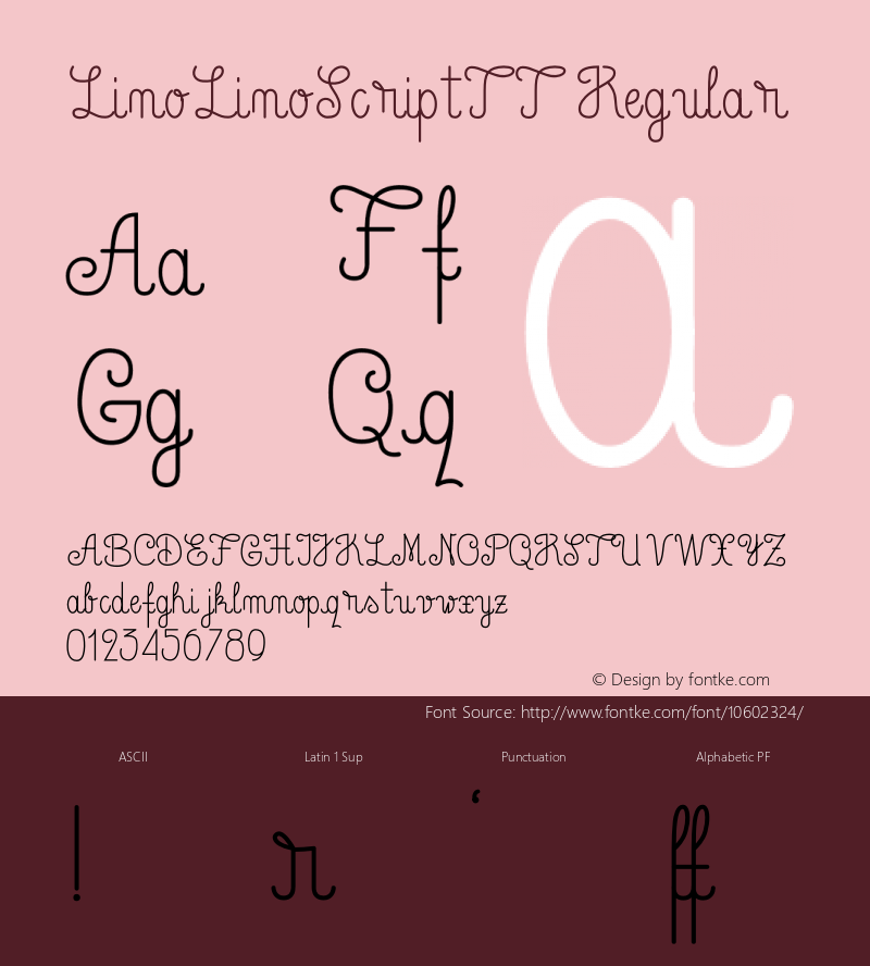 LinoLinoScriptTT Regular Version 1.0 Font Sample