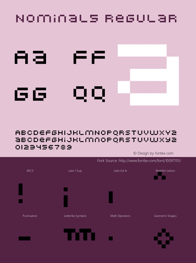 Nominal5 Regular Macromedia Fontographer 4.1.4 11/2/01 Font Sample