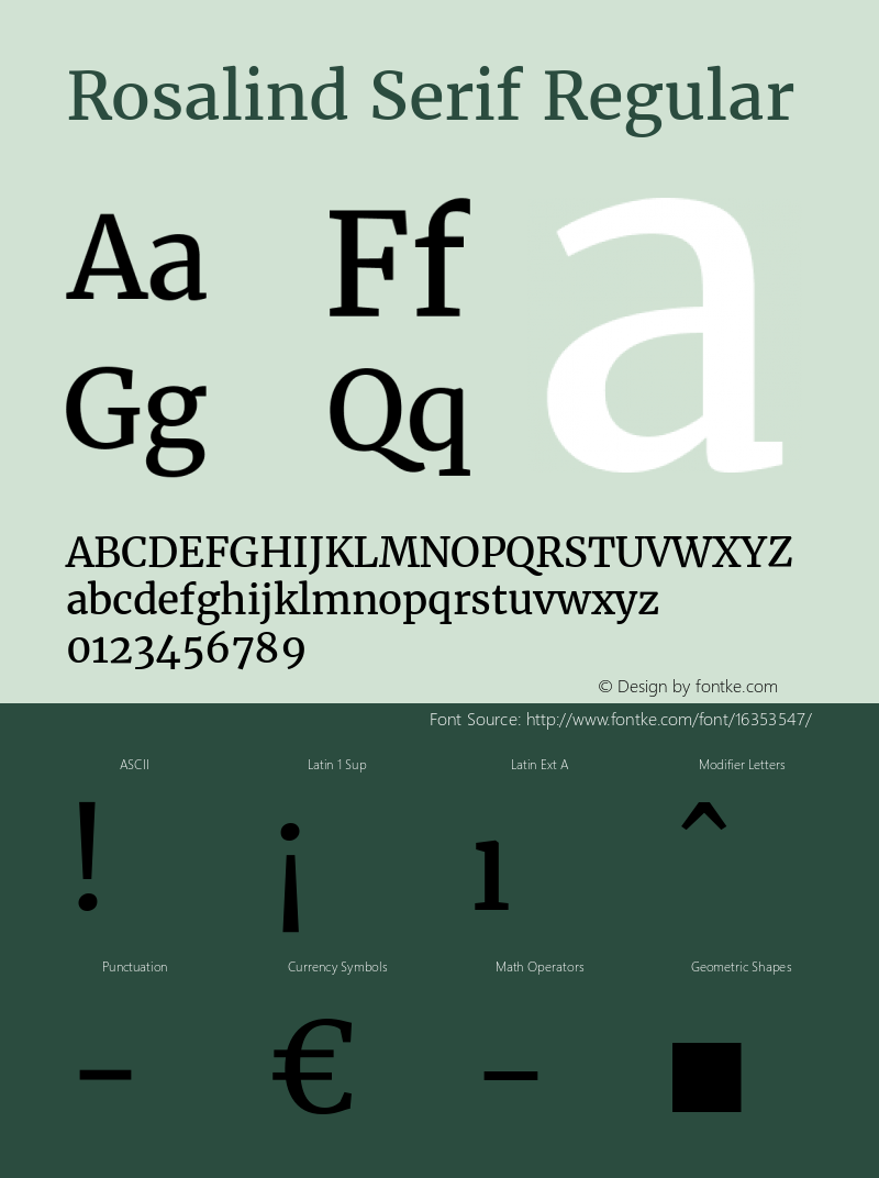 Rosalind Serif Regular Version 1.584;PS 001.584;hotconv 1.0.70;makeotf.lib2.5.58329 Font Sample