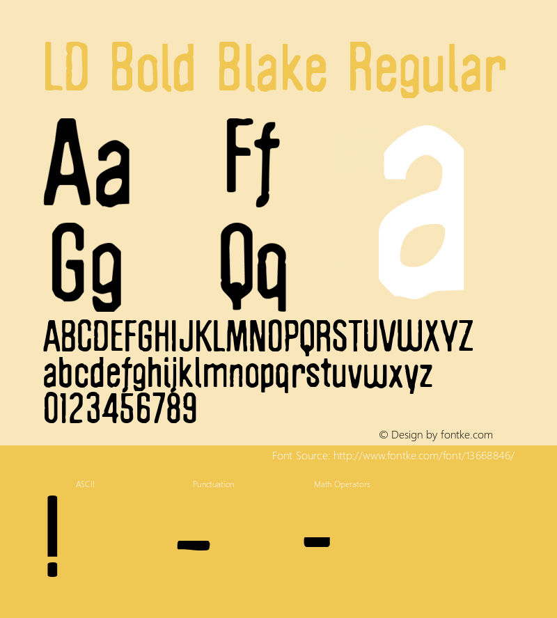 LD Bold Blake Regular Unknown Font Sample