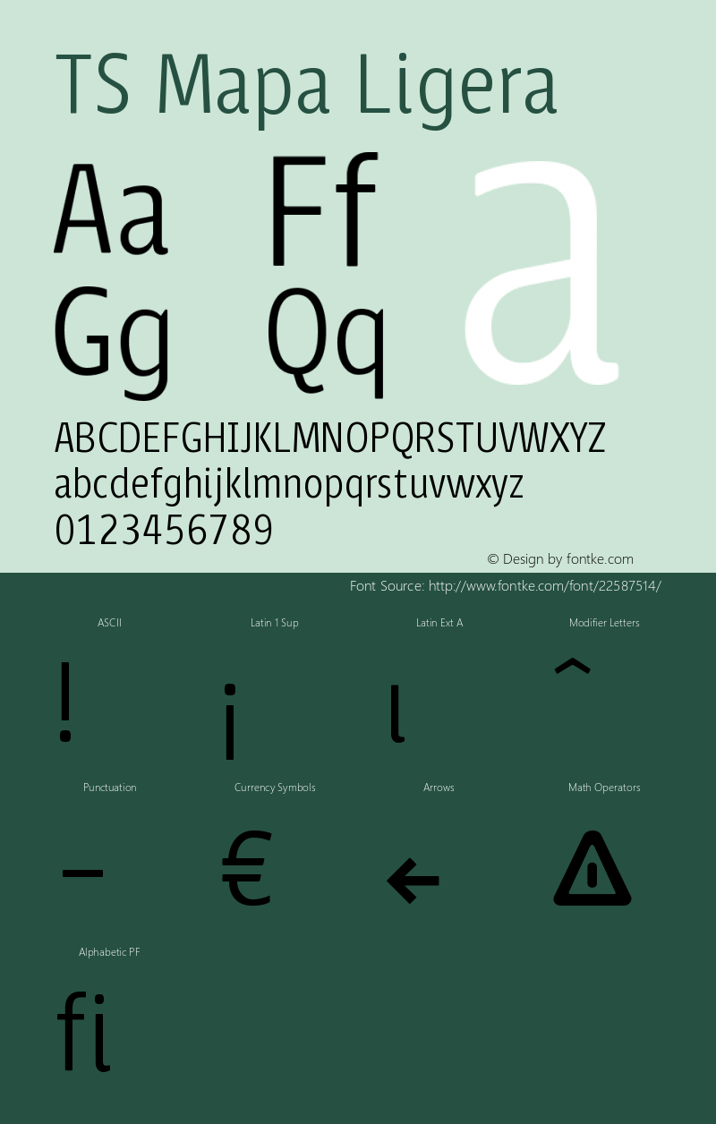 TSMapa-Ligera Version 001.001 Font Sample