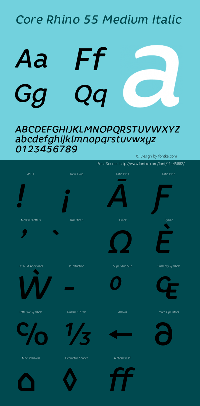 Core Rhino 55 Medium Italic Version 1.000 | wf-r Font Sample
