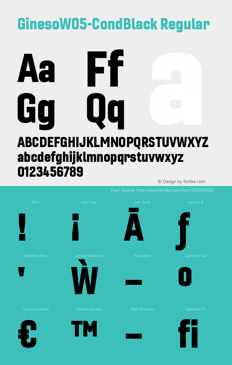 Gineso W05 Cond Black Version 1.001 Font Sample