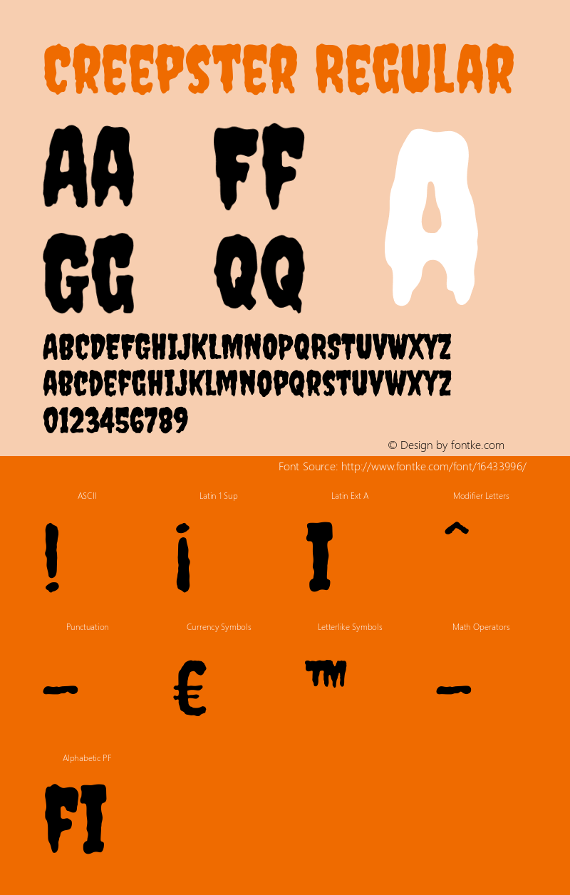 Creepster Regular Version 1.002 Font Sample