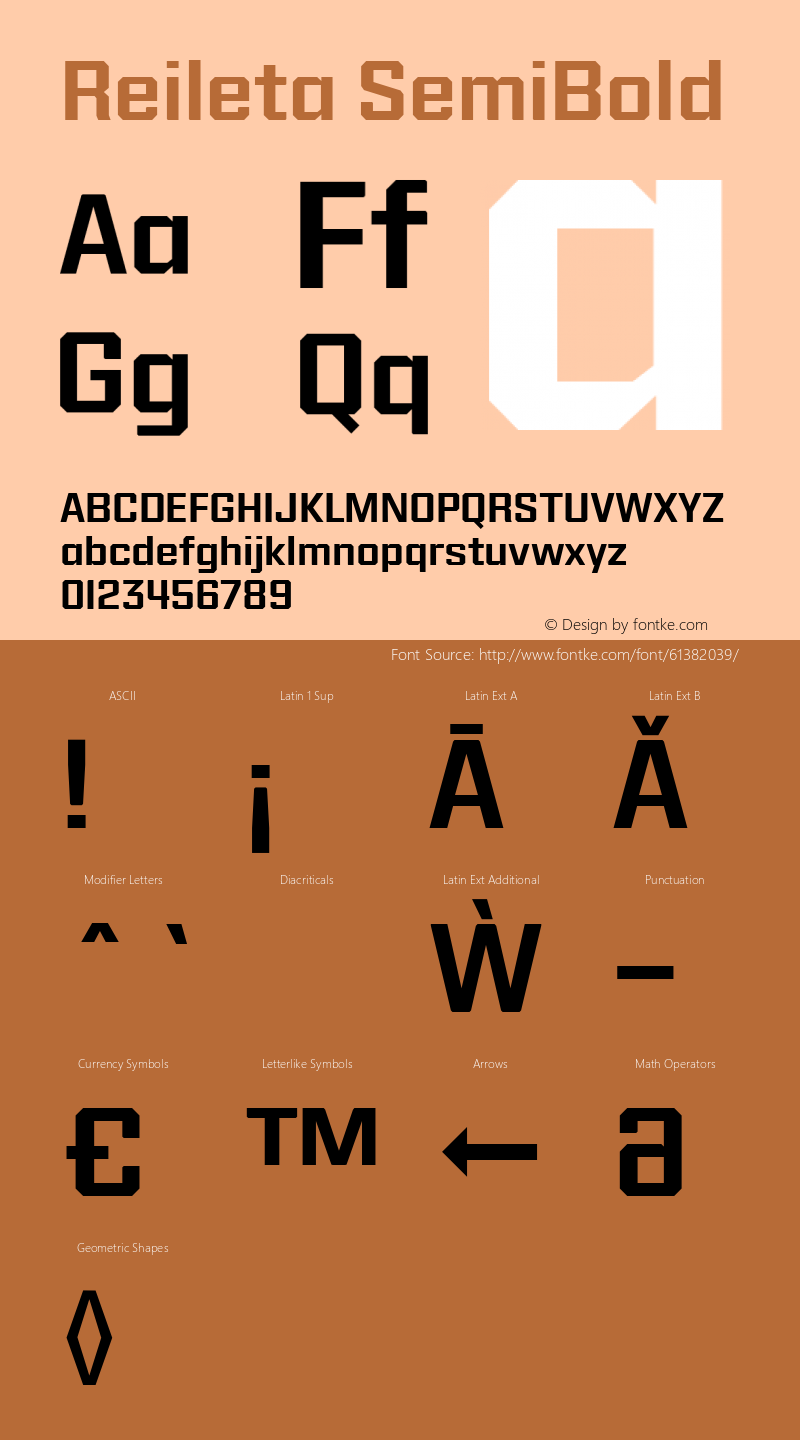 Reileta-SemiBold Version 1.000;PS 001.000;hotconv 1.0.70;makeotf.lib2.5.58329 Font Sample