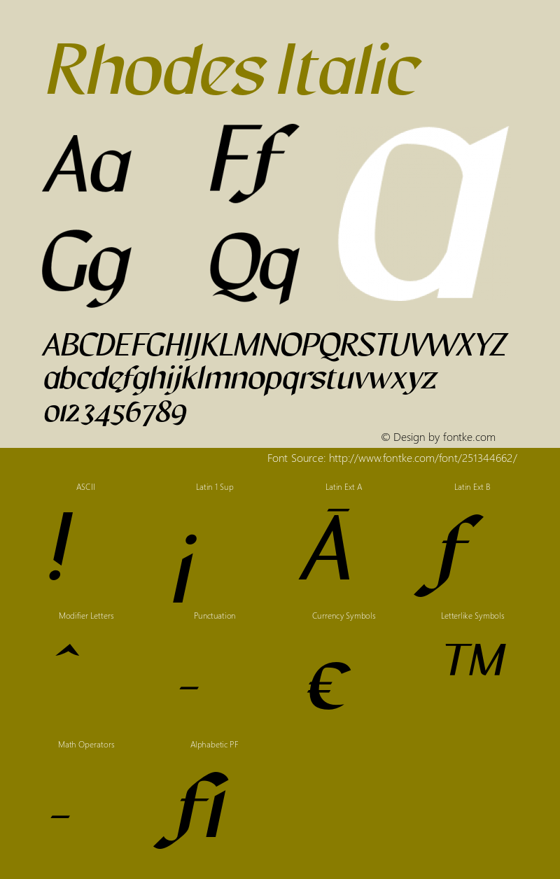 Rhodes-ExtraLightItalic Version 1.000图片样张