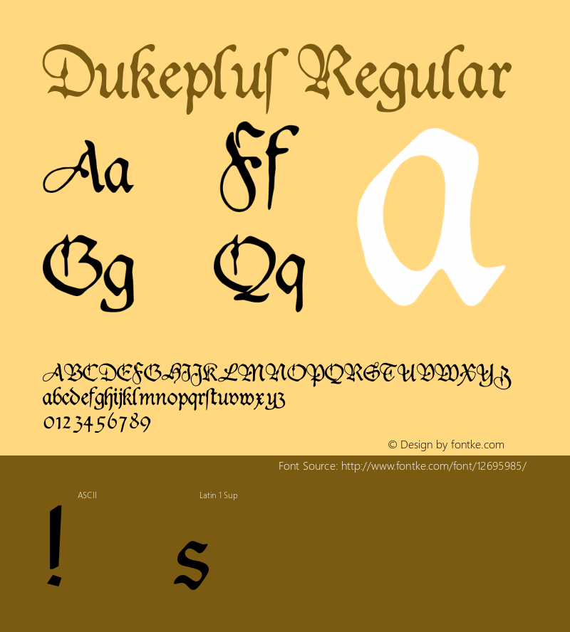 Dukeplus Regular Version: 09/20/2000 Font Sample