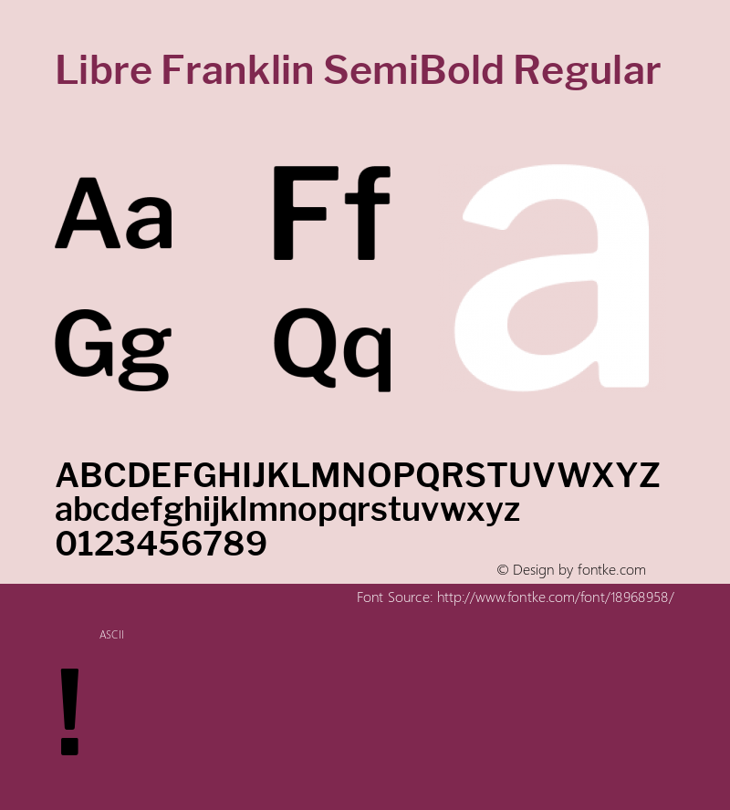 Libre Franklin SemiBold Regular Version 1.003;PS 001.003;hotconv 1.0.88;makeotf.lib2.5.64775; ttfautohint (v1.4.1) Font Sample