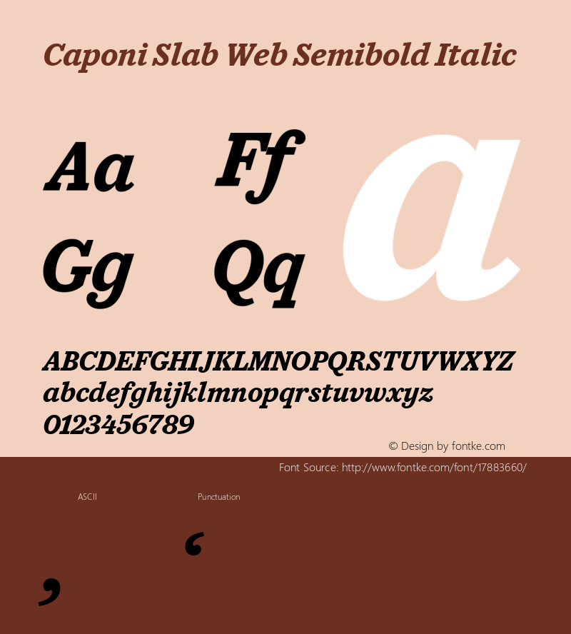 Caponi Slab Web Semibold Italic Version 1.1 2013 Font Sample