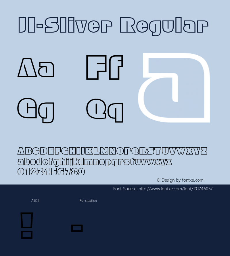 JI-Sliver Regular Macromedia Fontographer 4.1 5/29/2001 Font Sample
