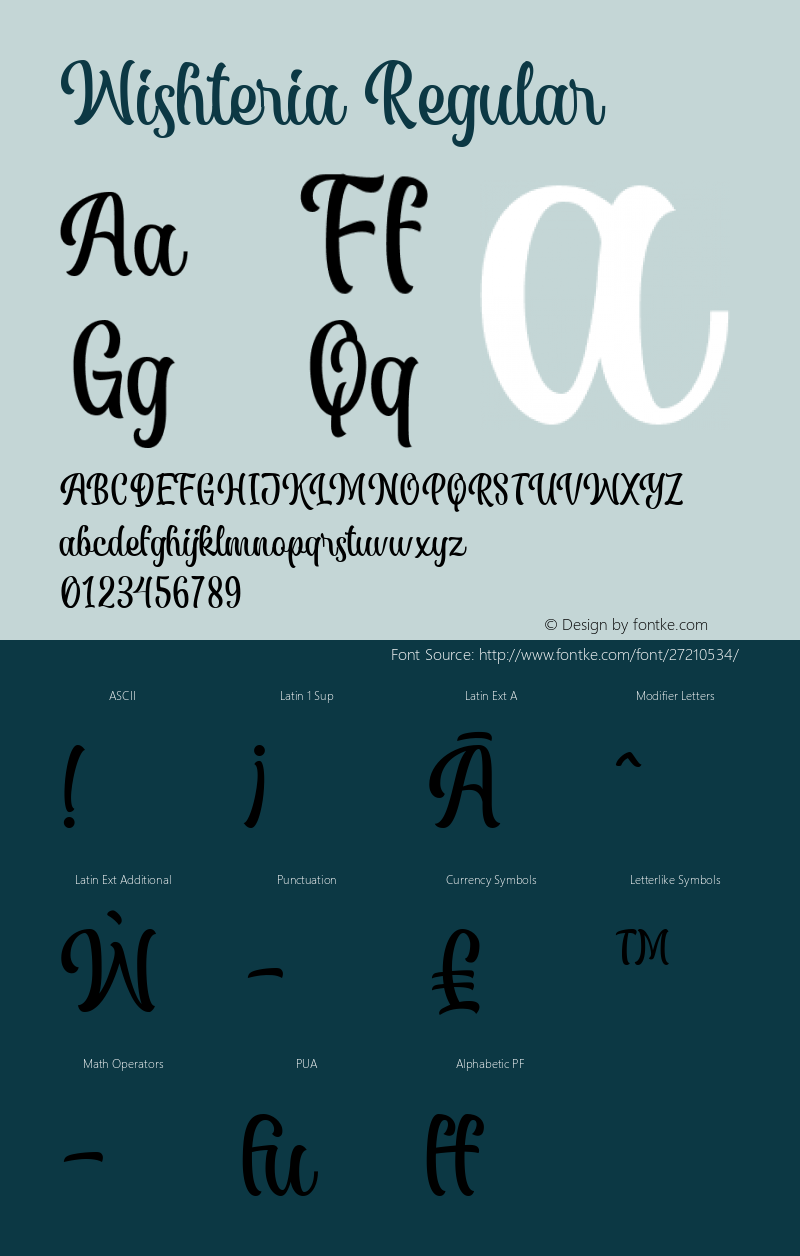 Wishteria Version 1.000 Font Sample