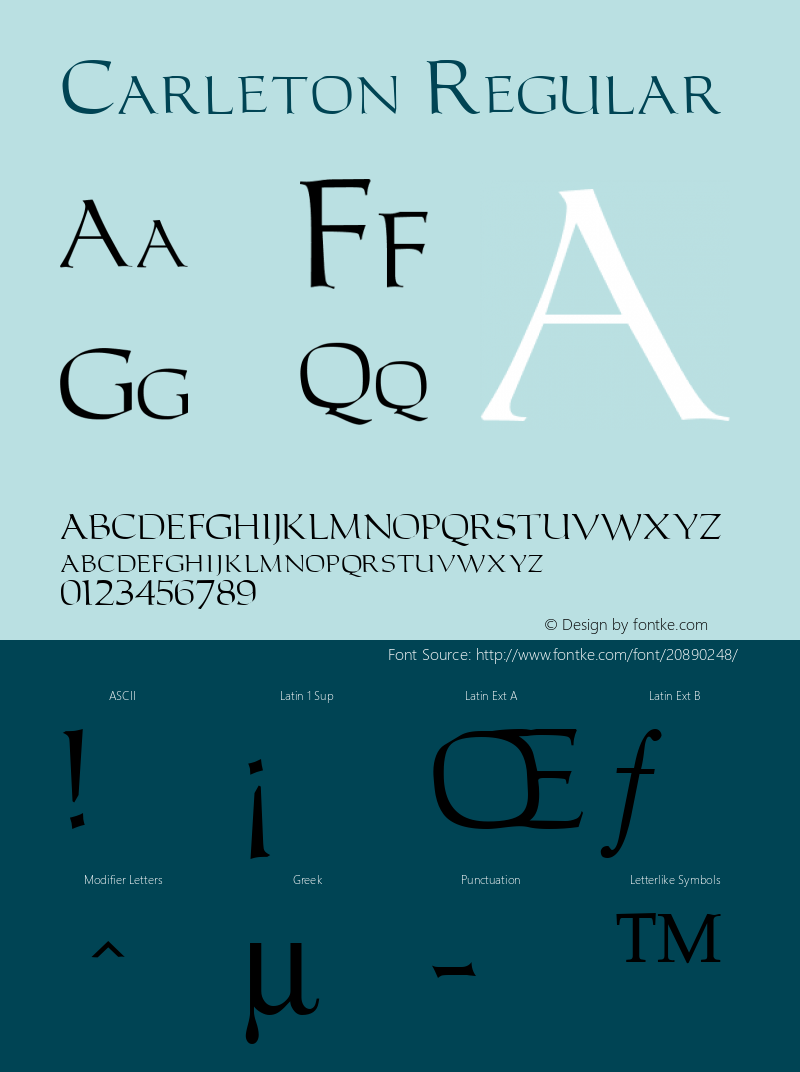 Carleton Macromedia Fontographer 4.1 6/6/96 Font Sample