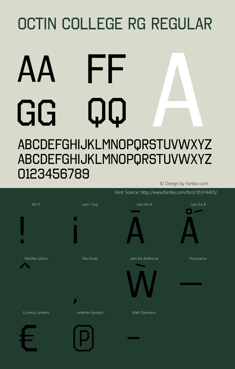 Octin College Rg Regular OTF 1.001;PS 001.001;Core 1.0.29 Font Sample