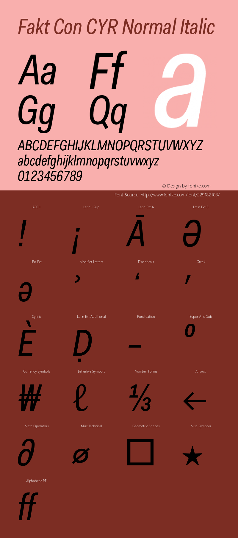 FaktConCYR-NormalItalic Version 4.001; build 0001图片样张