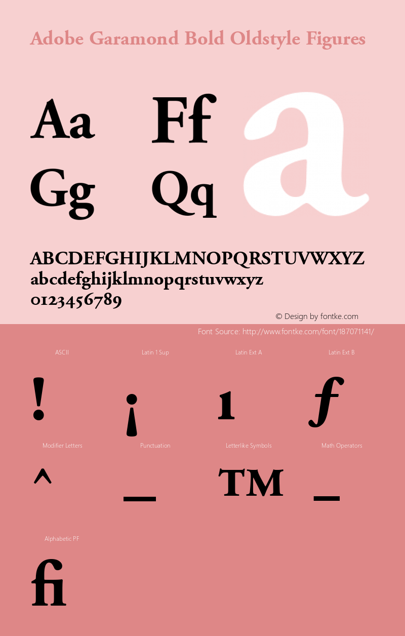 Adobe Garamond Bold Oldstyle Figures 001.002图片样张