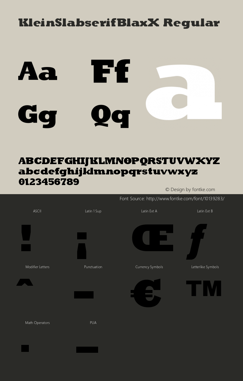 KleinSlabserifBlaxX Regular 1.0 2005-02-26 Font Sample